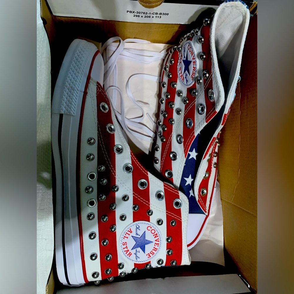 American Flag Studded Converse!!!!